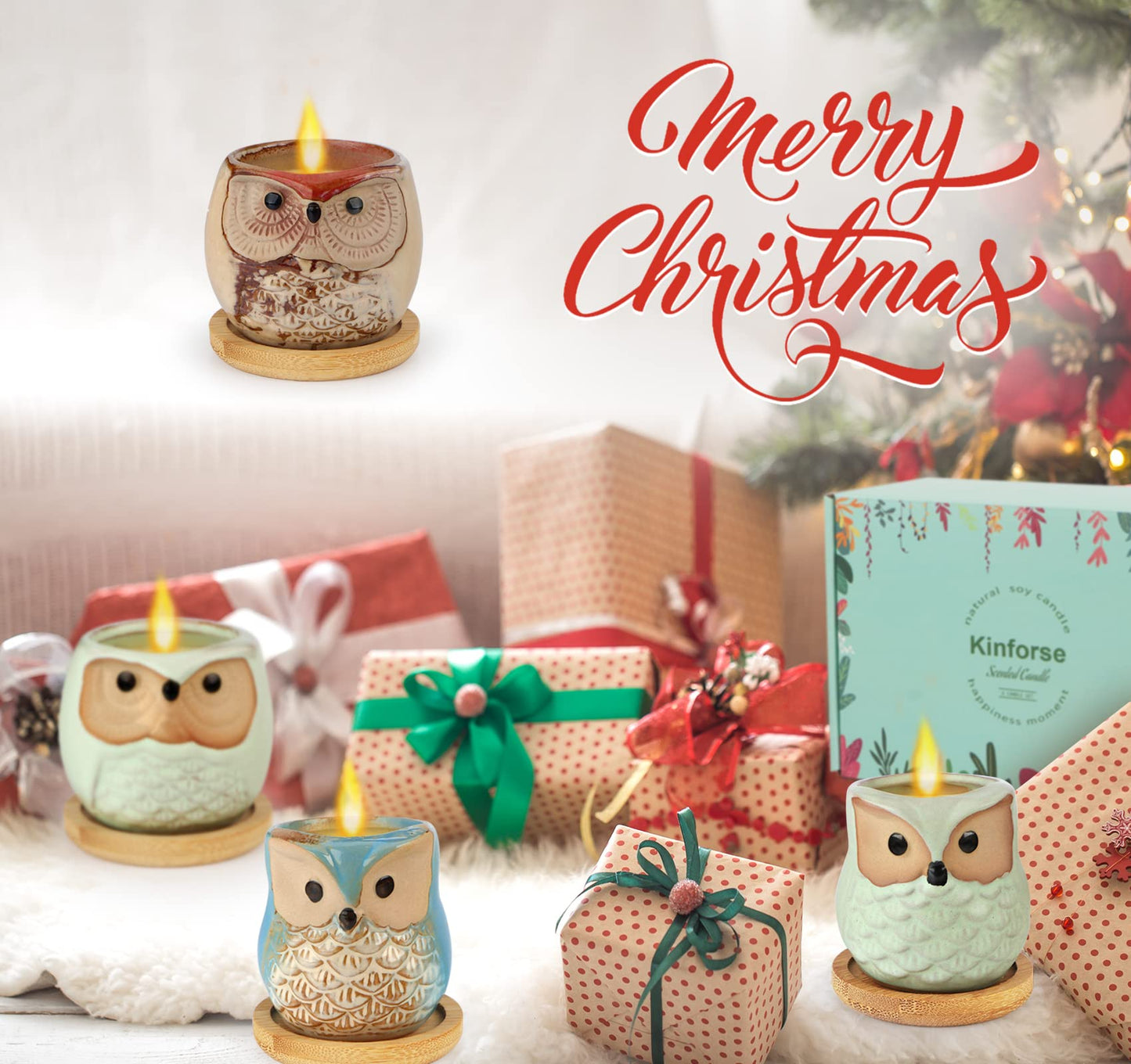 Kinforse Scented Candles Gift Set - 6-Pack Owl Aromatherapy Candles for Women | Birthday & Holiday Gifts