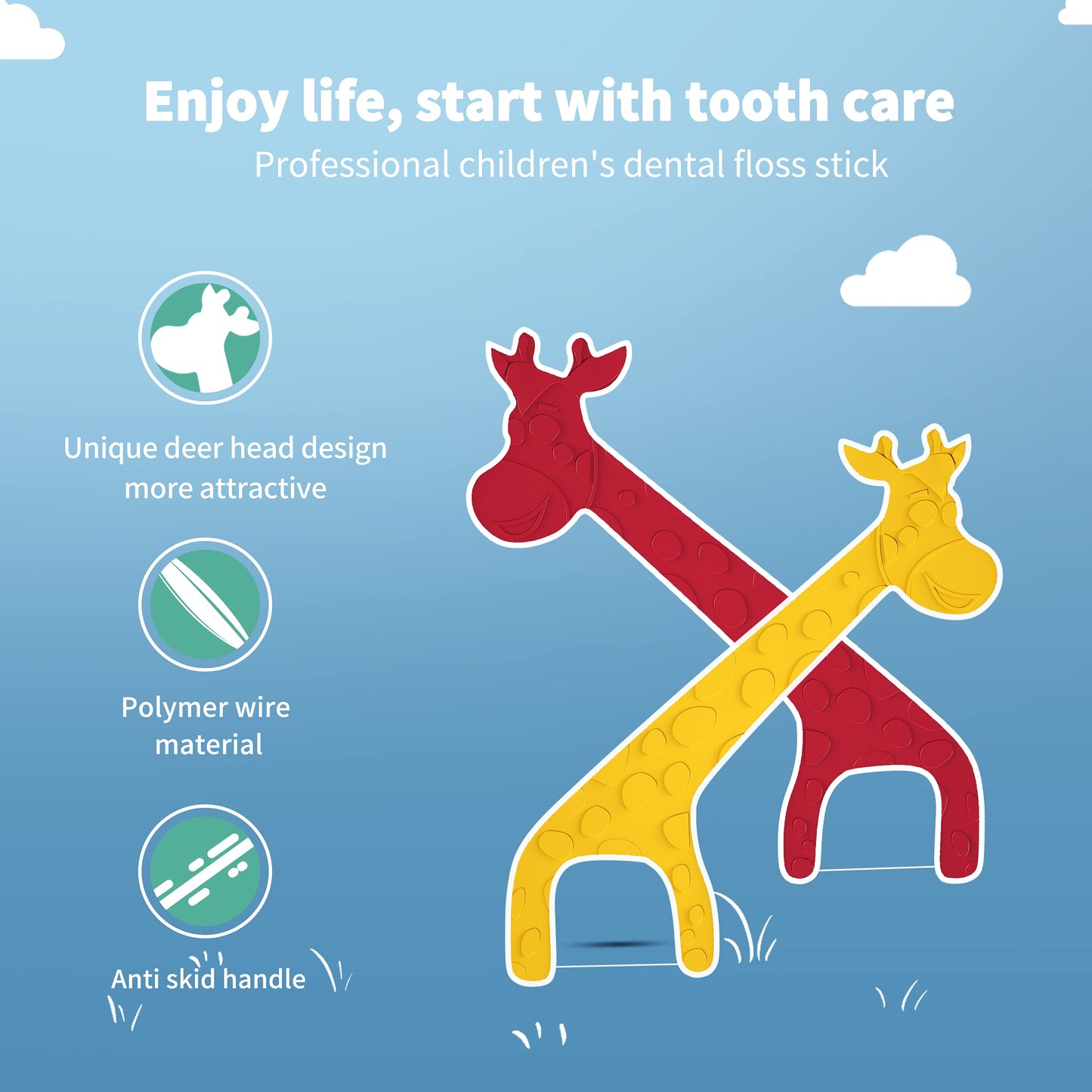 Kingubznis Kids Flossers – Individually Wrapped Floss Picks for Children & Adults | 240-Count Deer Shape Travel Floss