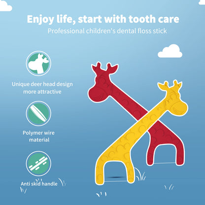 Kingubznis Kids Flossers – Individually Wrapped Floss Picks for Children & Adults | 240-Count Deer Shape Travel Floss