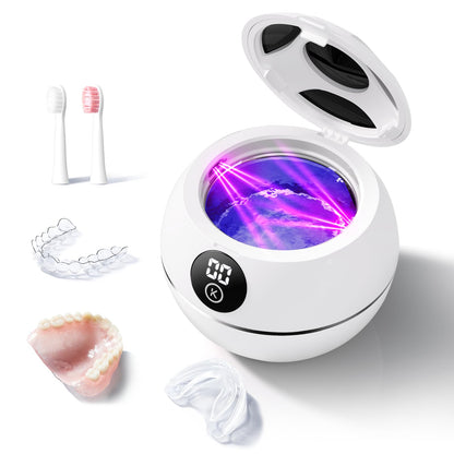 Kingwell 45KHz Ultrasonic Retainer Cleaner – 230ml, Denture/Aligner Cleaner (White) | FSA/HSA Approved