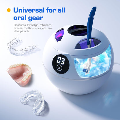 Kingwell 45KHz Ultrasonic Retainer Cleaner – 230ml, Denture/Aligner Cleaner (White) | FSA/HSA Approved