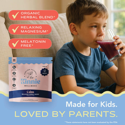 Kinnie Calm Drink Mix for Kids – Grape, Sugar-Free & Melatonin-Free (30 Sticks)