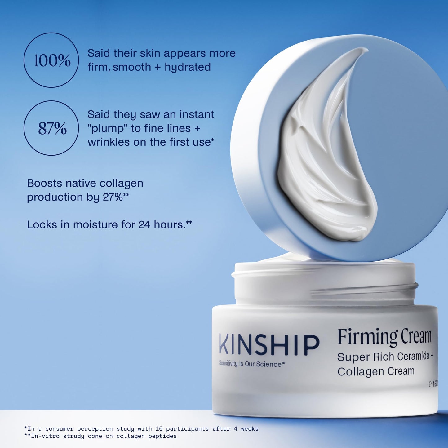 Kinship Super Rich Collagen + Ceramide Firming Cream | Ultra-Hydrating Anti-Aging Moisturizer (1.7 oz) | Fragrance-Free
