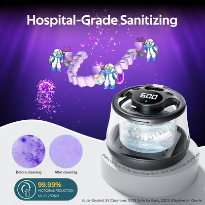 KINTLE Ultrasonic Retainer Cleaner 45kHz – 200ml, 4 Modes, UV Sterilization
