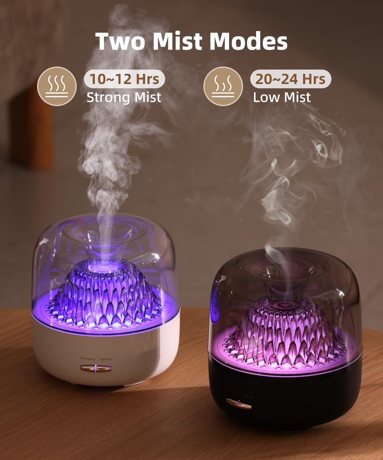 KinYiLO Essential Oil Diffuser 200ml Volcano Mountain – 7 Color LED Lights, Ultrasonic Cool Mist