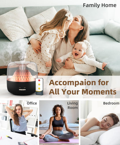 KinYiLO Essential Oil Diffuser 200ml Volcano Mountain – 7 Color LED Lights, Ultrasonic Cool Mist