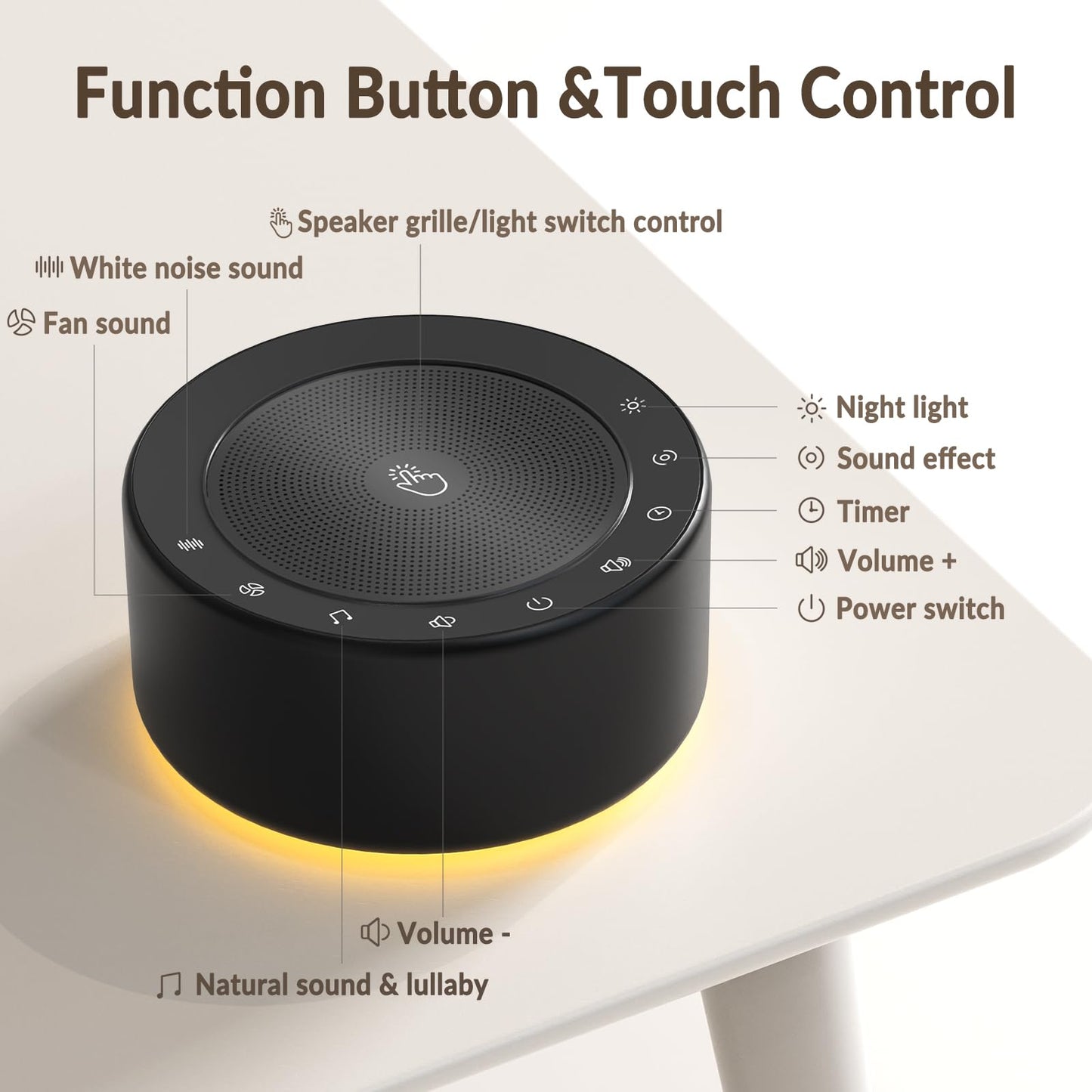 Kipcush Nursery Lamp with Sound Machine — 7-Color Night Light & 30 Soothing Sounds