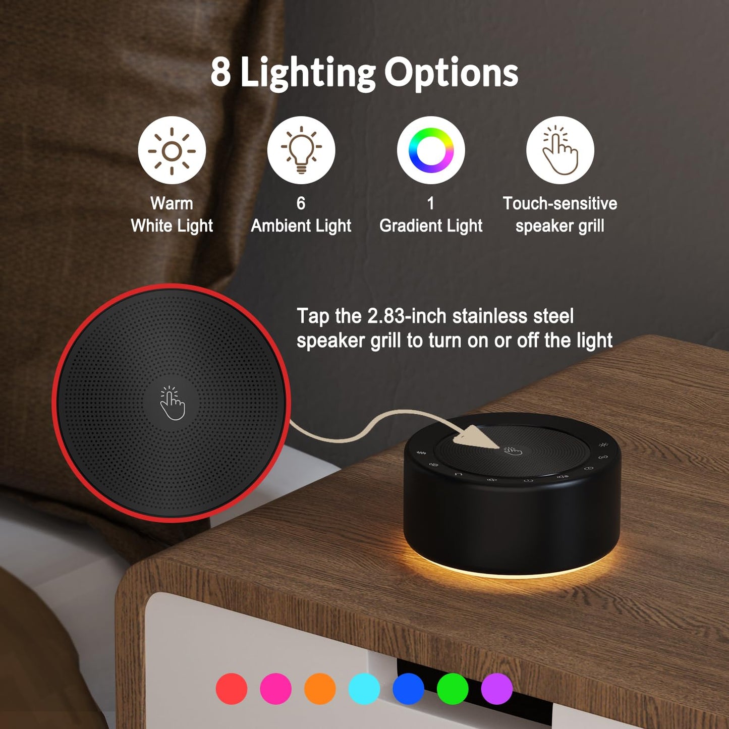 Kipcush Nursery Lamp with Sound Machine — 7-Color Night Light & 30 Soothing Sounds
