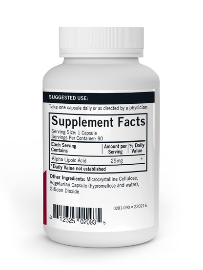 Kirkman - Alpha Lipoic Acid 25 mg - 90 Capsules - Potent Antioxidant - Protects Against Harmful Radicals - Hypoallergenic