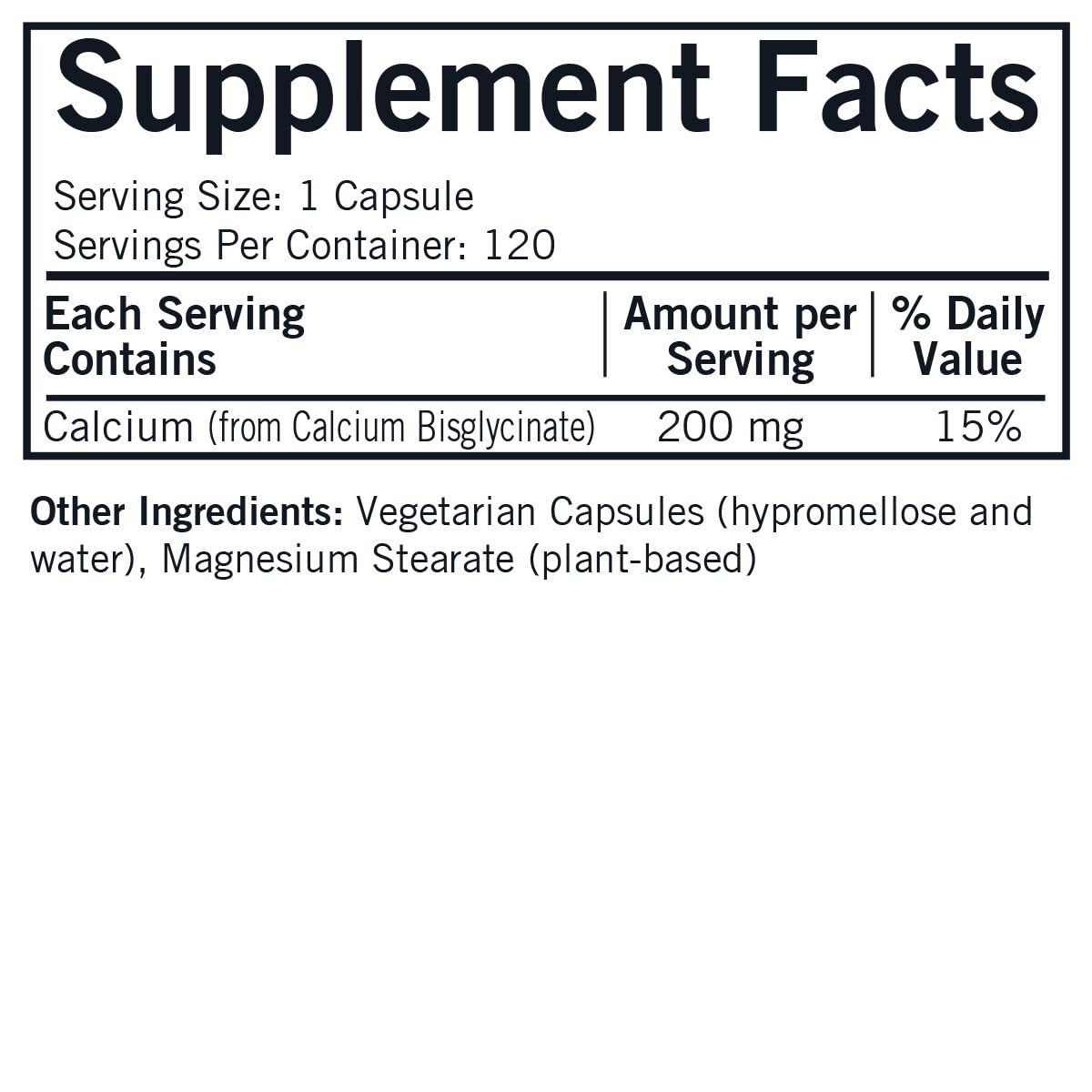 Kirkman Calcium Bisglycinate Chelate 200mg – 120 Capsules – Hypoallergenic – No Vitamin D3