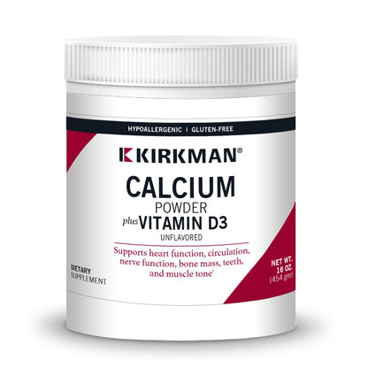 Kirkman Calcium with Vitamin D3 Powder – Unflavored, Hypoallergenic, Gluten & Casein Free | 454 g (16 oz)