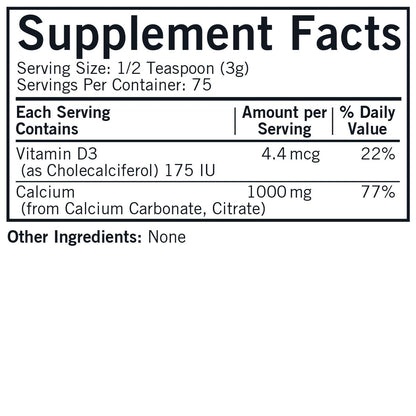 Kirkman Calcium with Vitamin D3 Powder - 8 oz | Essential Minerals for Strong Bones