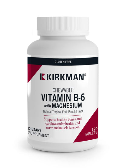 Kirkman Vitamin B6 with Magnesium – 120 Chewable Wafers – Hypoallergenic