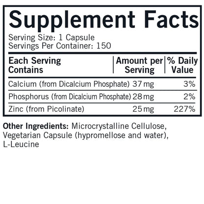 Kirkman Zinc Picolinate 25 mg – Hypoallergenic, Gluten Free, 150 Veg Capsules