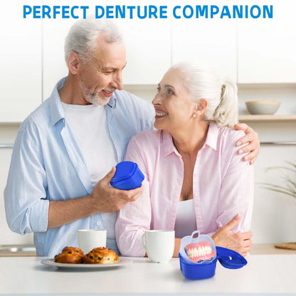 KISEER 2 Pack Denture Bath Case – Light Blue & Blue, Travel Friendly