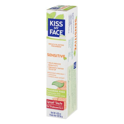 Kiss My Face Fluoride Free Sensitive Toothpaste 4.5 oz (Pack of 2) – Tartar Prevention & Sensitivity Relief