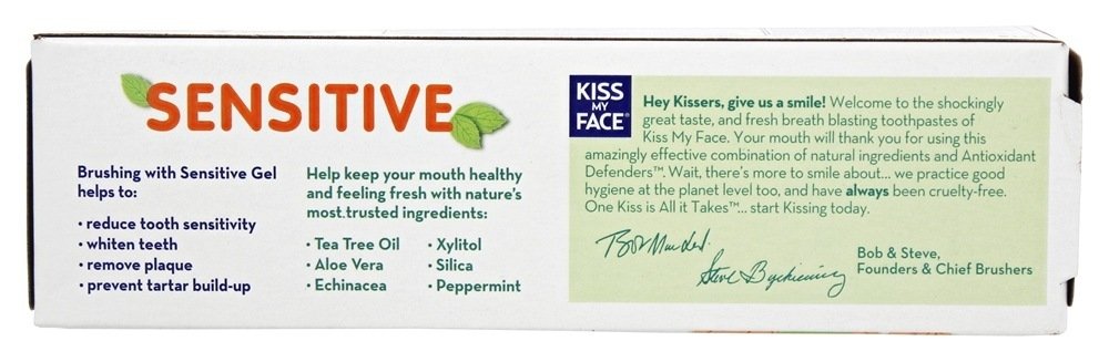 Kiss My Face Fluoride Free Sensitive Toothpaste 4.5 oz (Pack of 2) – Tartar Prevention & Sensitivity Relief
