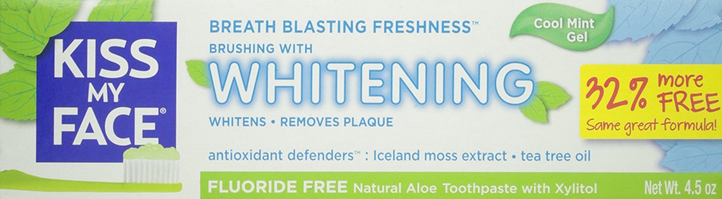 Kiss My Face Gel Teeth Whitening Toothpaste - Fluoride Free, Tea Tree, 13.5 oz (Pack of 3)