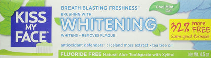 Kiss My Face Gel Teeth Whitening Toothpaste - Fluoride Free, Tea Tree, 13.5 oz (Pack of 3)