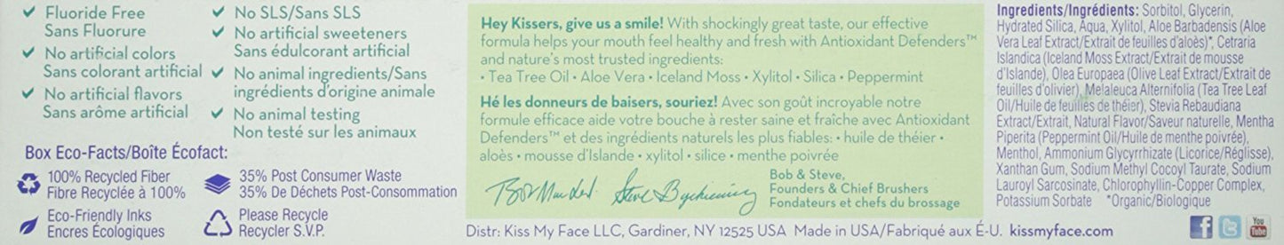 Kiss My Face Gel Teeth Whitening Toothpaste - Fluoride Free, Tea Tree, 13.5 oz (Pack of 3)