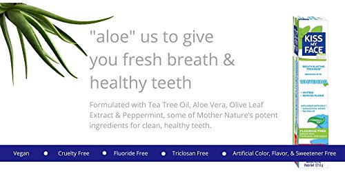 Kiss My Face Gel Teeth Whitening Toothpaste - Fluoride Free, Tea Tree, 13.5 oz (Pack of 3)