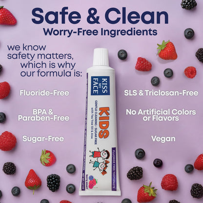 Kiss My Face Kids Toothpaste – Fluoride-Free Berry Flavor, Vegan, 4 oz