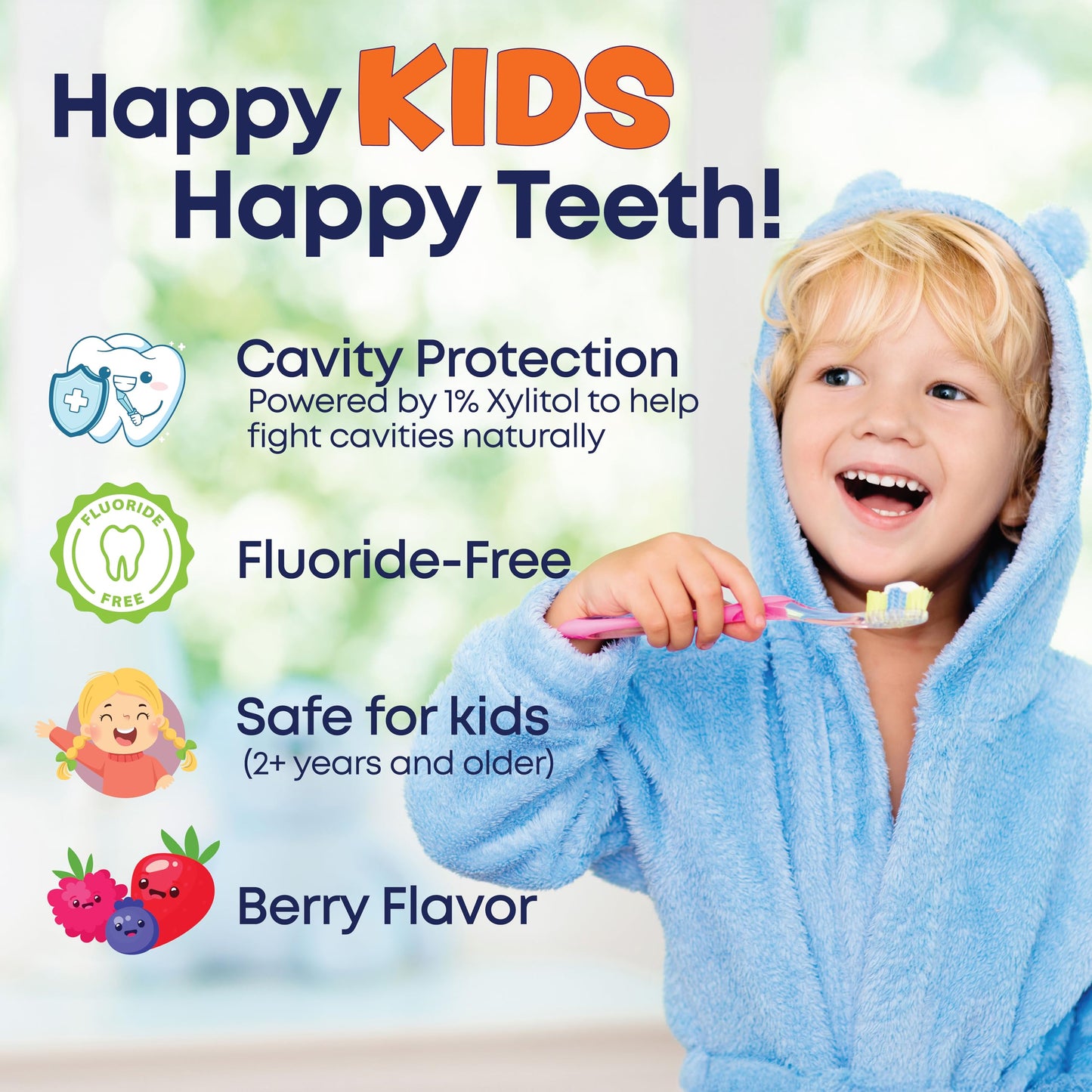 Kiss My Face Kids Toothpaste – Fluoride-Free Berry Flavor, Vegan, 4 oz