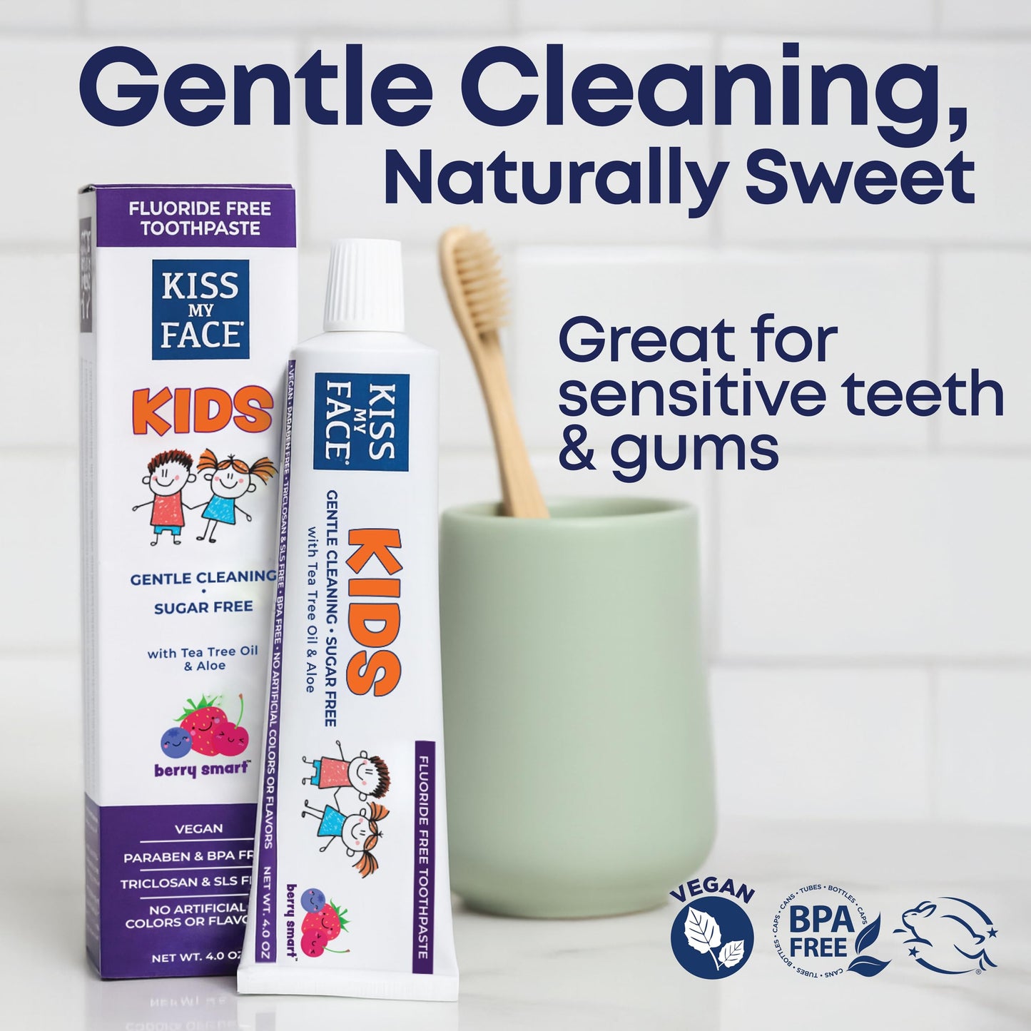 Kiss My Face Kids Toothpaste – Fluoride-Free Berry Flavor, Vegan, 4 oz