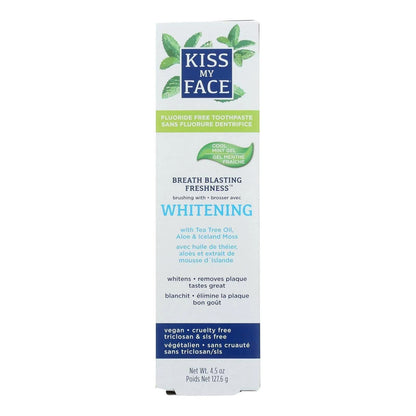 Kiss My Face Super White Cool Mint Gel Toothpaste – SLS Free, Fluoride Free, 4.5 oz