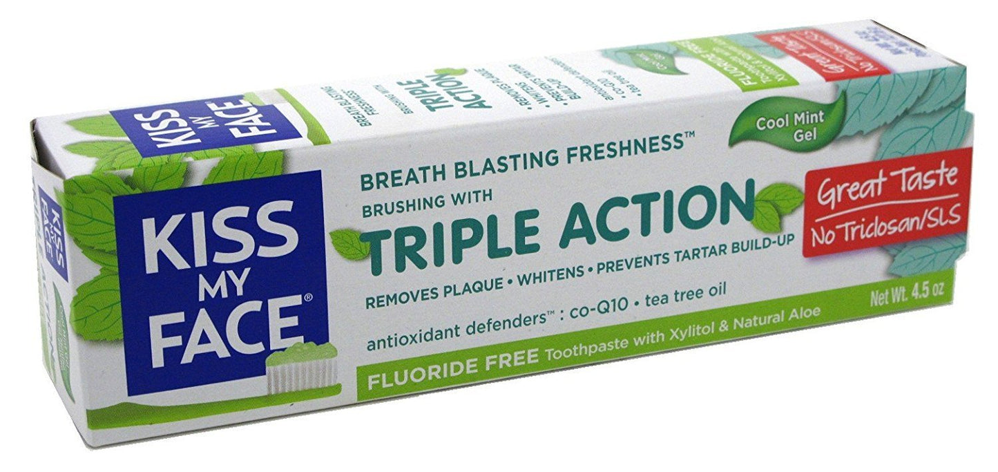 Kiss My Face Toothpaste Triple Action Cool Mint Gel – 4.5 oz (Pack of 2)