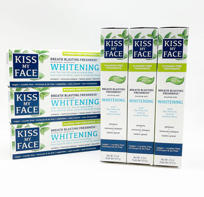 Kiss My Face Toothpaste Whitening Cool Mint 4.5 Ounce Fluoride-Free (133 ml) (6 Pack)