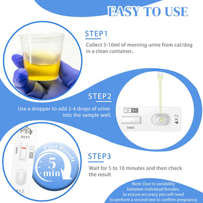 at-Home Dog & Cat Pregnancy Test Kit - 99% Accurate Urine Test for Rapid 5-Minute Results. Easy, Painless, and Reliable Home Testing Solution for Pet Owners