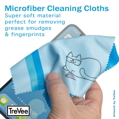 10 Pack Cute Kitty Cat Design Multicolor Microfiber Cleaning Cloths – For Eyeglasses, Lenses, Sunglasses & Phones