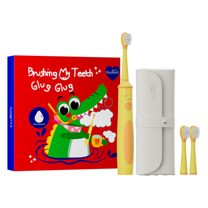 KIWIBIRD Kids Electric Toothbrush 3-10 | Soft Silicone Bristles, 4 Modes