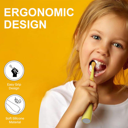 KIWIBIRD Kids Electric Toothbrush 3-10 | Soft Silicone Bristles, 4 Modes
