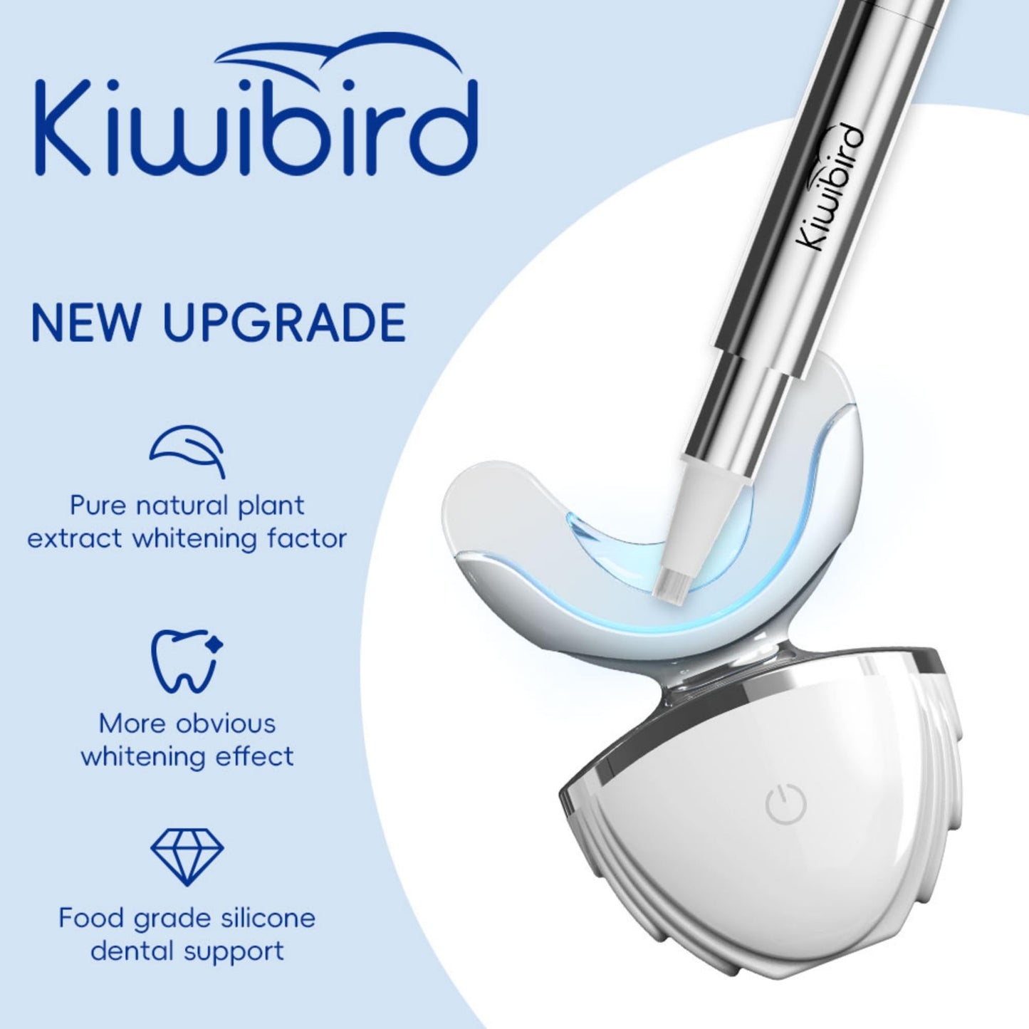 KIWIBIRD Teeth Whitening Kit for Sensitive Teeth – 3 Gel Pens & LED Light