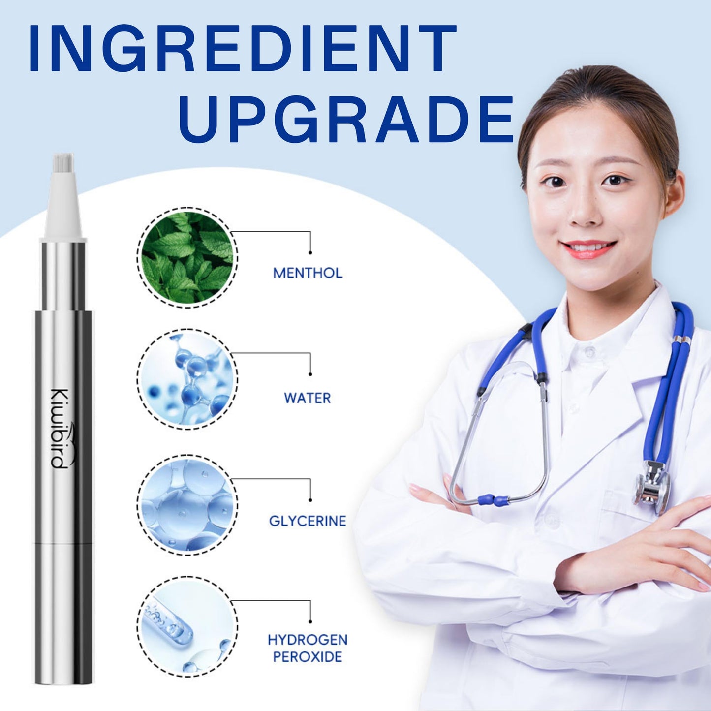 KIWIBIRD Teeth Whitening Kit for Sensitive Teeth – 3 Gel Pens & LED Light