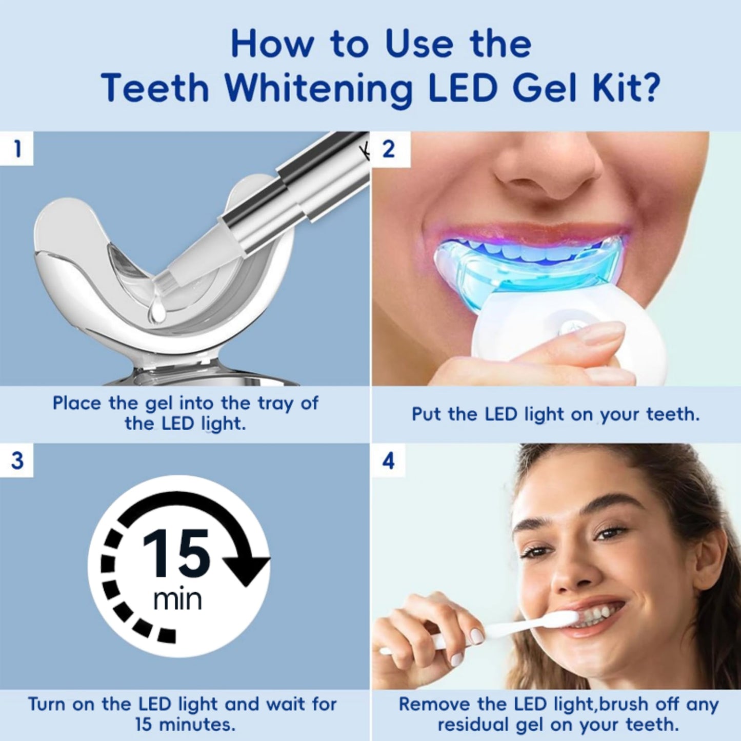 KIWIBIRD Teeth Whitening Kit for Sensitive Teeth – 3 Gel Pens & LED Light