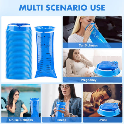 KKEETUR 45 Pack Throw Up Bags Disposable – 1000ml Emesis Bags for Travel, Motion Sickness & Car Flights