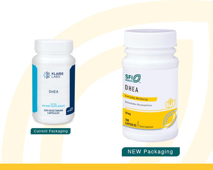 Klaire Labs DHEA 50mg – Micronized, Wild Yam-Derived, Soy-Free (100 capsules)
