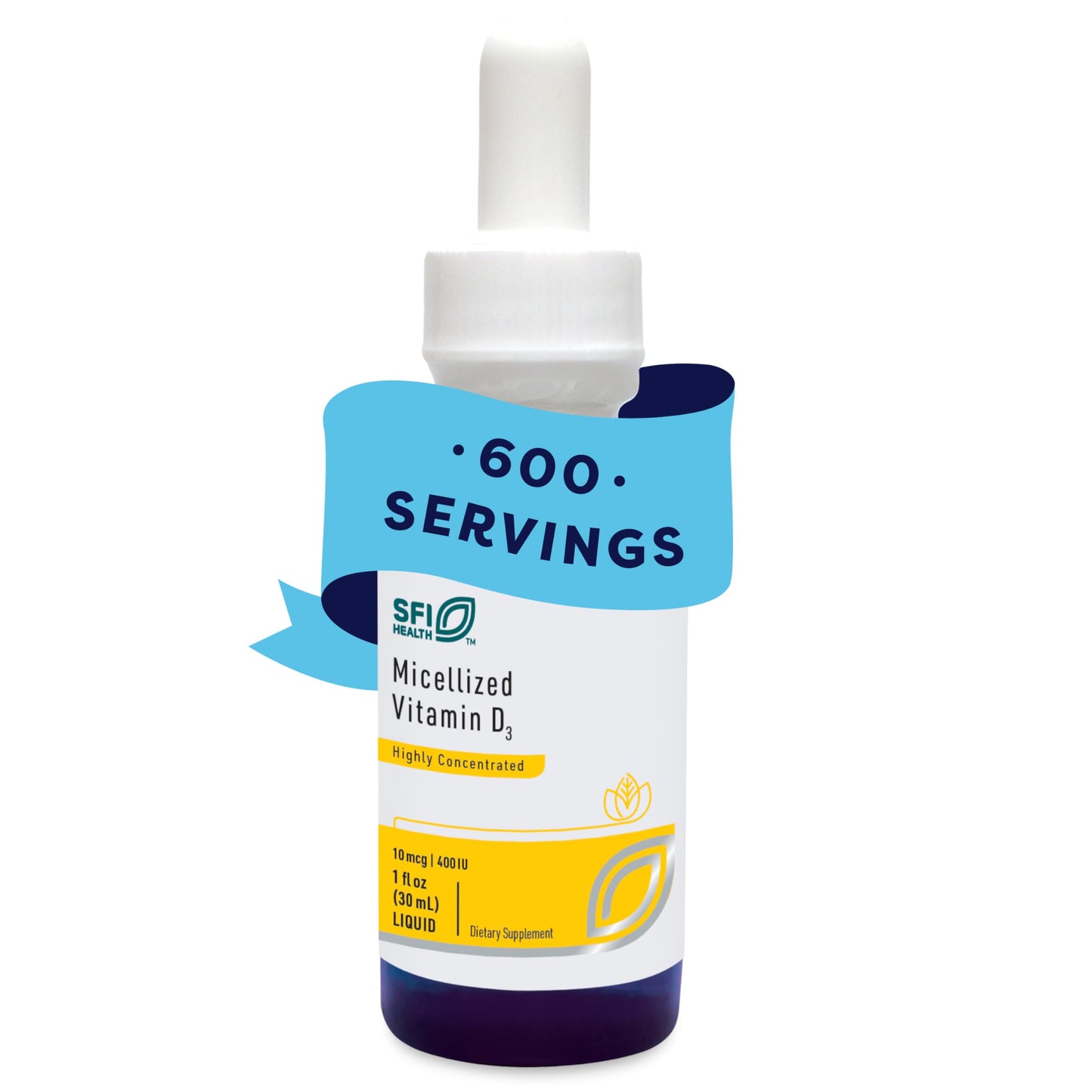 Klaire Labs SFI Health Micellized Vitamin D3 Liquid – 400 IU per Drop | Mango Orange Flavor | 600 Servings / 1 fl oz