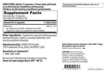 Klaire Labs SFI Health Mag Complete – Magnesium Complex (120 Capsules)