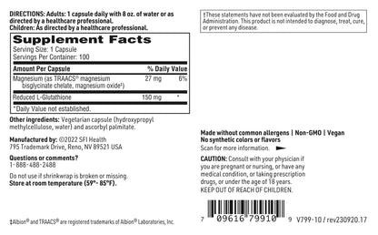 Klaire Labs SFI Health Reduced L-Glutathione 150mg – Antioxidant Support (100 Capsules)