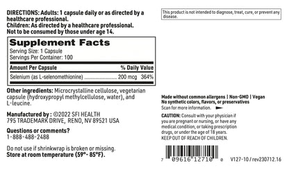 Klaire Labs SFI Health: Seleno Met 200 mg Selenium (L-Selenomethionine)