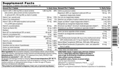 Klaire Labs SFI Health VitaPrime - Iron Free Multivitamin for Women & Men - Promote Immune Function & Support Nutritional Gaps - Two-Per-Day Multivitamin with Methyl Folate & B12 (60 Tablets)