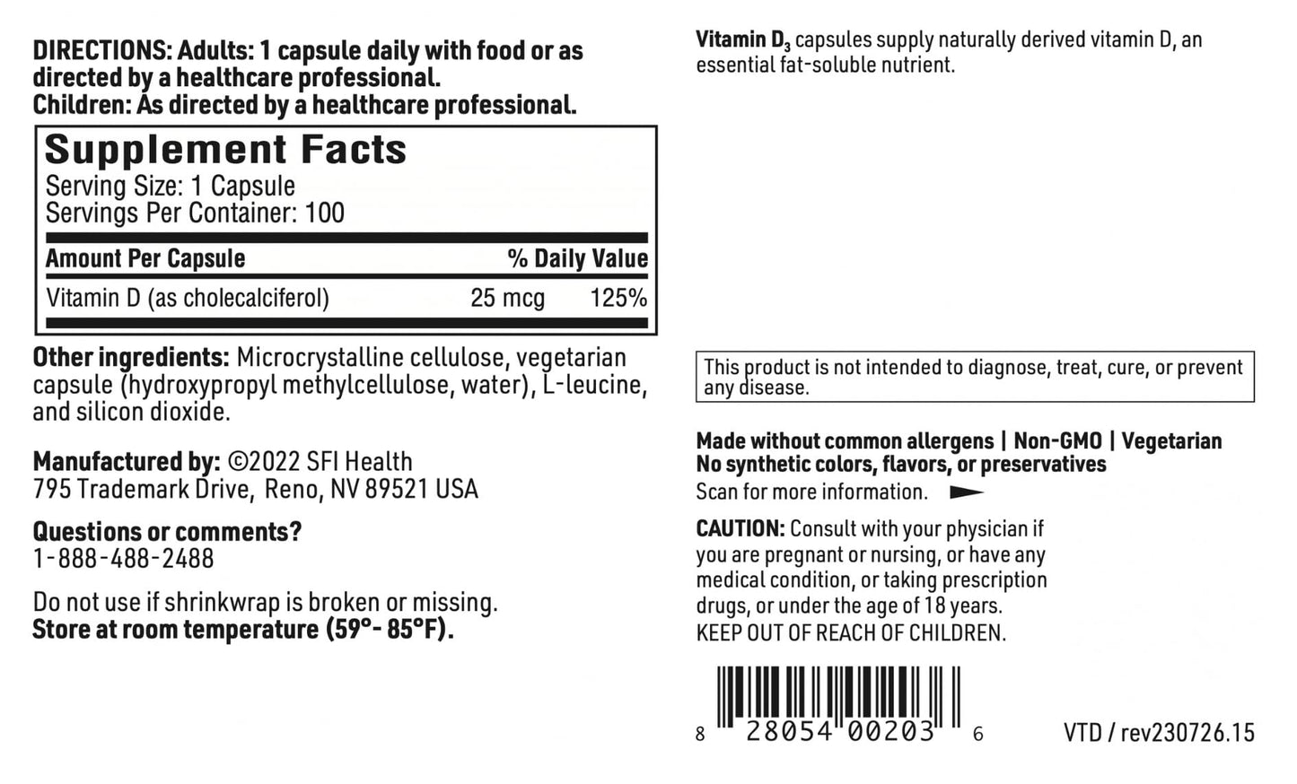 Klaire Labs Vitamin D3 1000 IU - Hypoallergenic, Bone & Immune Support