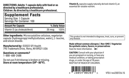 Klaire Labs Vitamin D3 1000 IU - Hypoallergenic, Bone & Immune Support