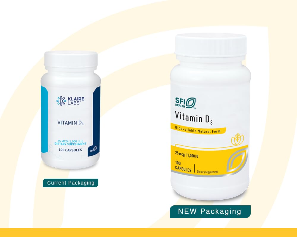 Klaire Labs Vitamin D3 1000 IU - Hypoallergenic, Bone & Immune Support