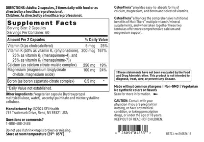Klaire Labs SFI Health Osteothera Capsules – Hypoallergenic Multifactorial Bone Support (120 Capsules)