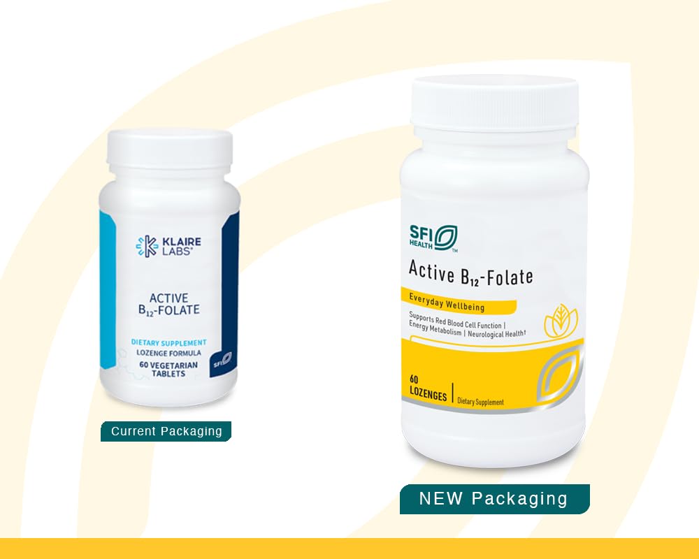 Klaire Labs SFI Health Active B12 + Folate Lozenge (60 Count) – Dissolvable Methylcobalamin & Methylfolate